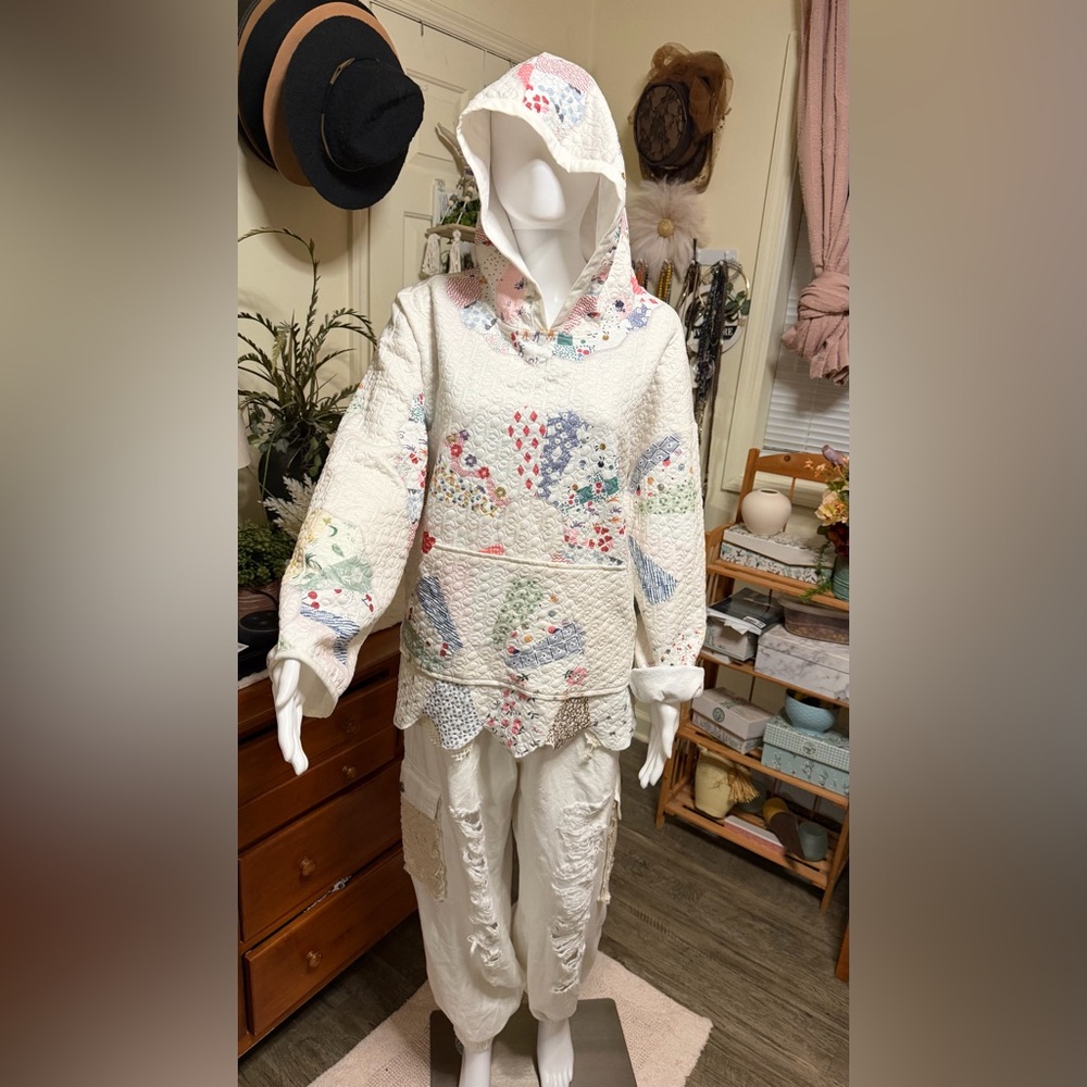 Cream Distressed Cargo Pants by POL hoodie and photo also listed in my closet - Picture 15 of 15